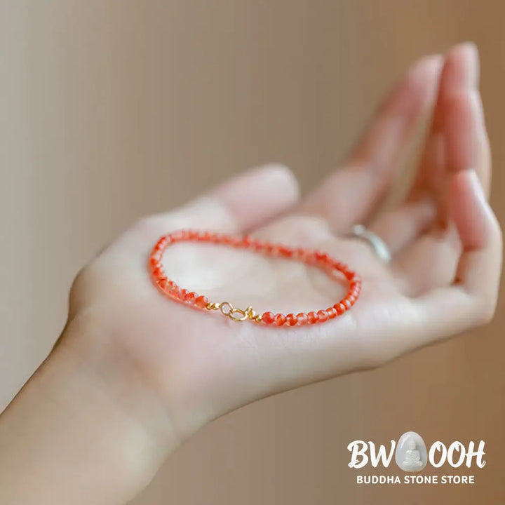 Buddha Stones Natural Cherry Persimmon Red Agate Ultra-thin Beads Confidence Bracelet - BWOOOH - Bracelet