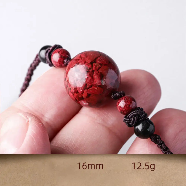 Buddha Stones Natural Cinnabar Stones Bead Blessing Necklace Pendant - BWOOOH - 16mm - Necklaces &amp; Pendants