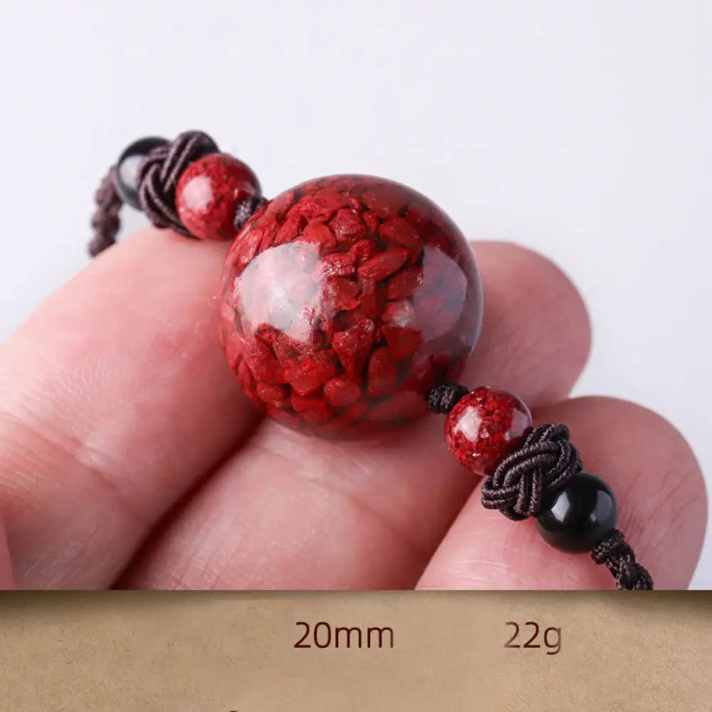 Buddha Stones Natural Cinnabar Stones Bead Blessing Necklace Pendant - BWOOOH - 20mm - Necklaces &amp; Pendants