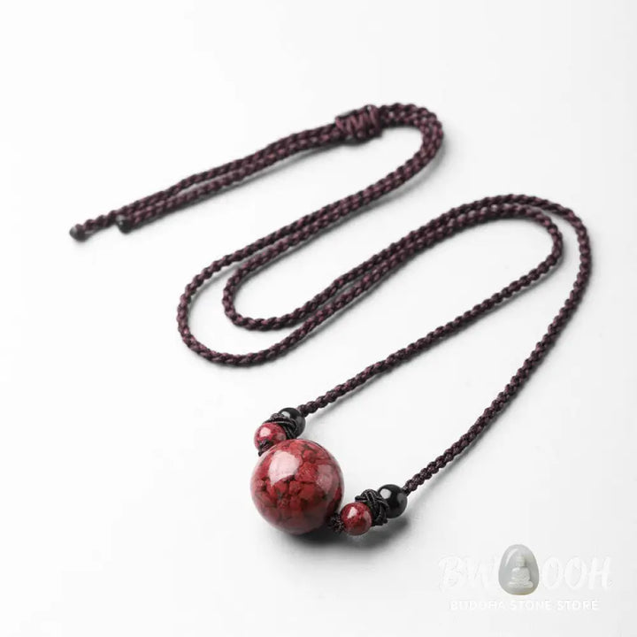Buddha Stones Natural Cinnabar Stones Bead Blessing Necklace Pendant - BWOOOH - Necklaces &amp; Pendants