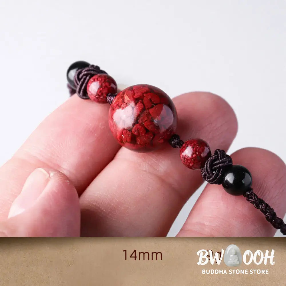 Buddha Stones Natural Cinnabar Stones Bead Blessing Necklace Pendant - BWOOOH - Necklaces & Pendants