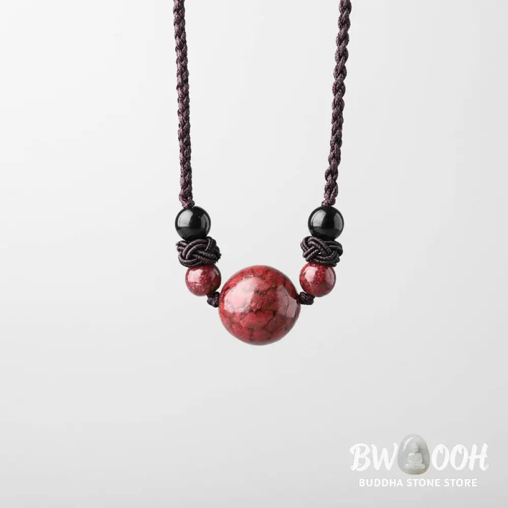 Buddha Stones Natural Cinnabar Stones Bead Blessing Necklace Pendant - BWOOOH - Necklaces &amp; Pendants