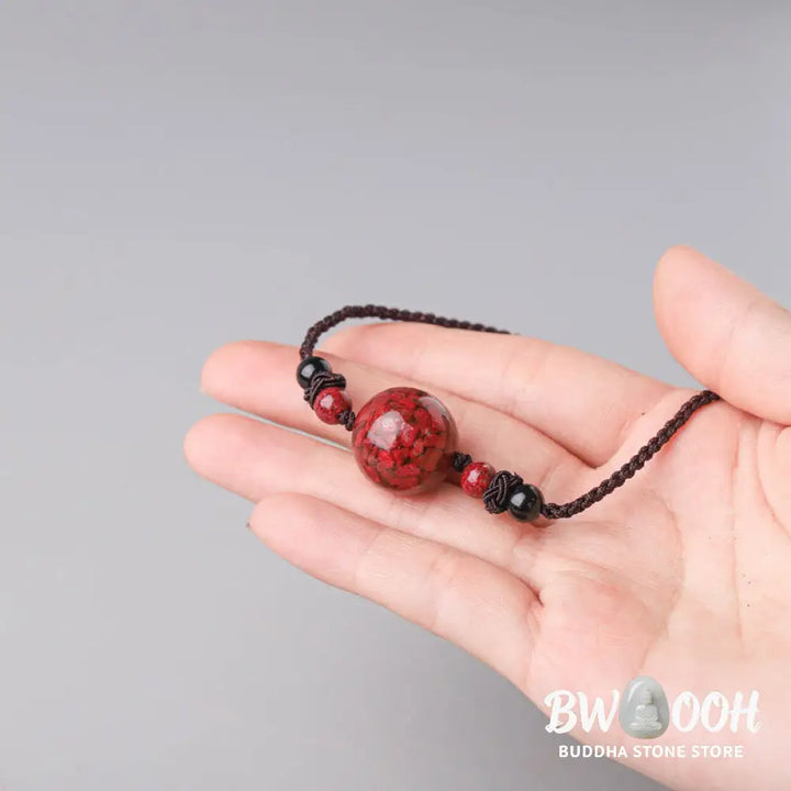 Buddha Stones Natural Cinnabar Stones Bead Blessing Necklace Pendant - BWOOOH - Necklaces &amp; Pendants