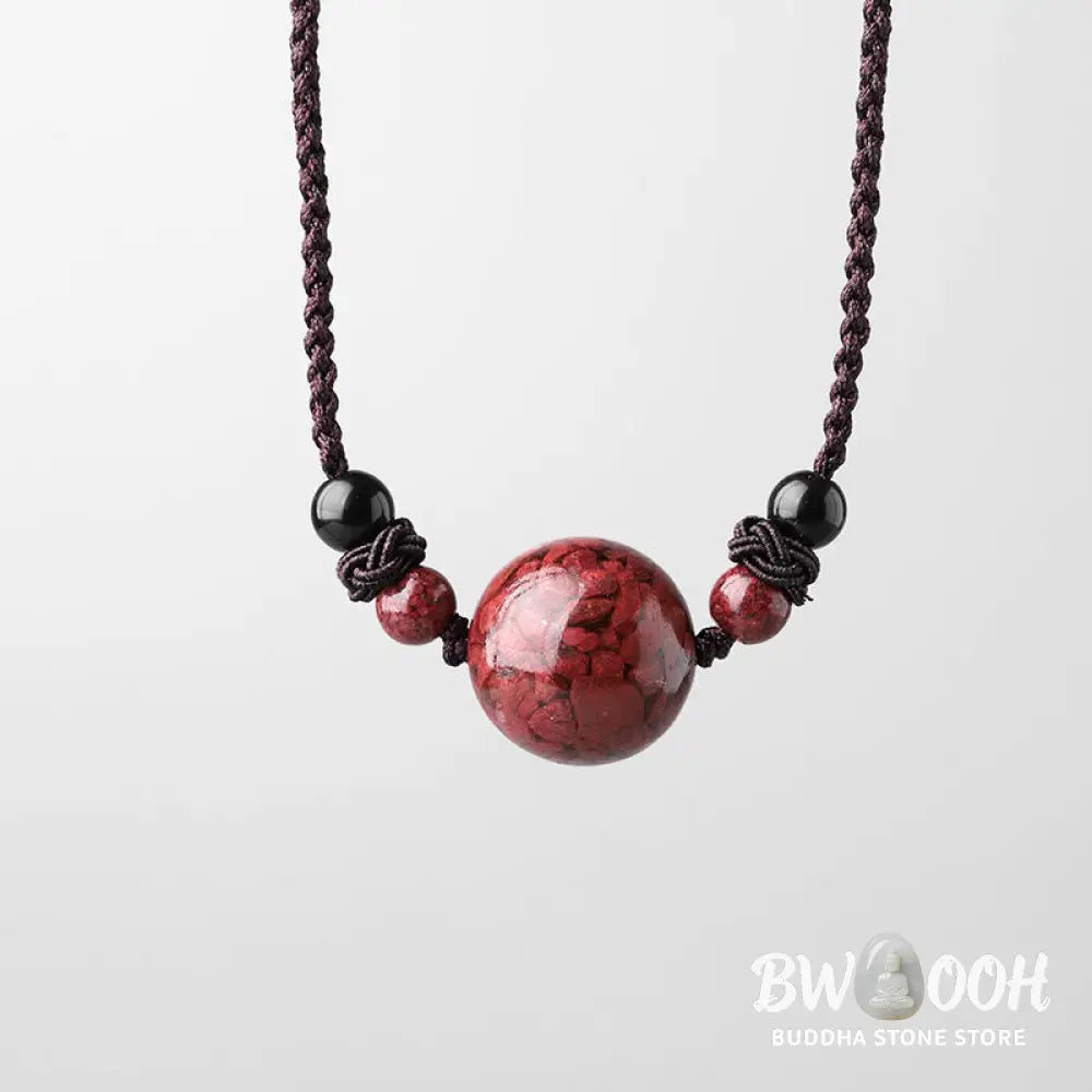 Buddha Stones Natural Cinnabar Stones Bead Blessing Necklace Pendant - BWOOOH - Necklaces &amp; Pendants