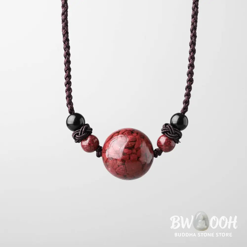 Buddha Stones Natural Cinnabar Stones Bead Blessing Necklace Pendant - BWOOOH - Necklaces &amp; Pendants