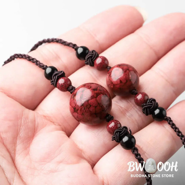 Buddha Stones Natural Cinnabar Stones Bead Blessing Necklace Pendant - BWOOOH - Necklaces &amp; Pendants