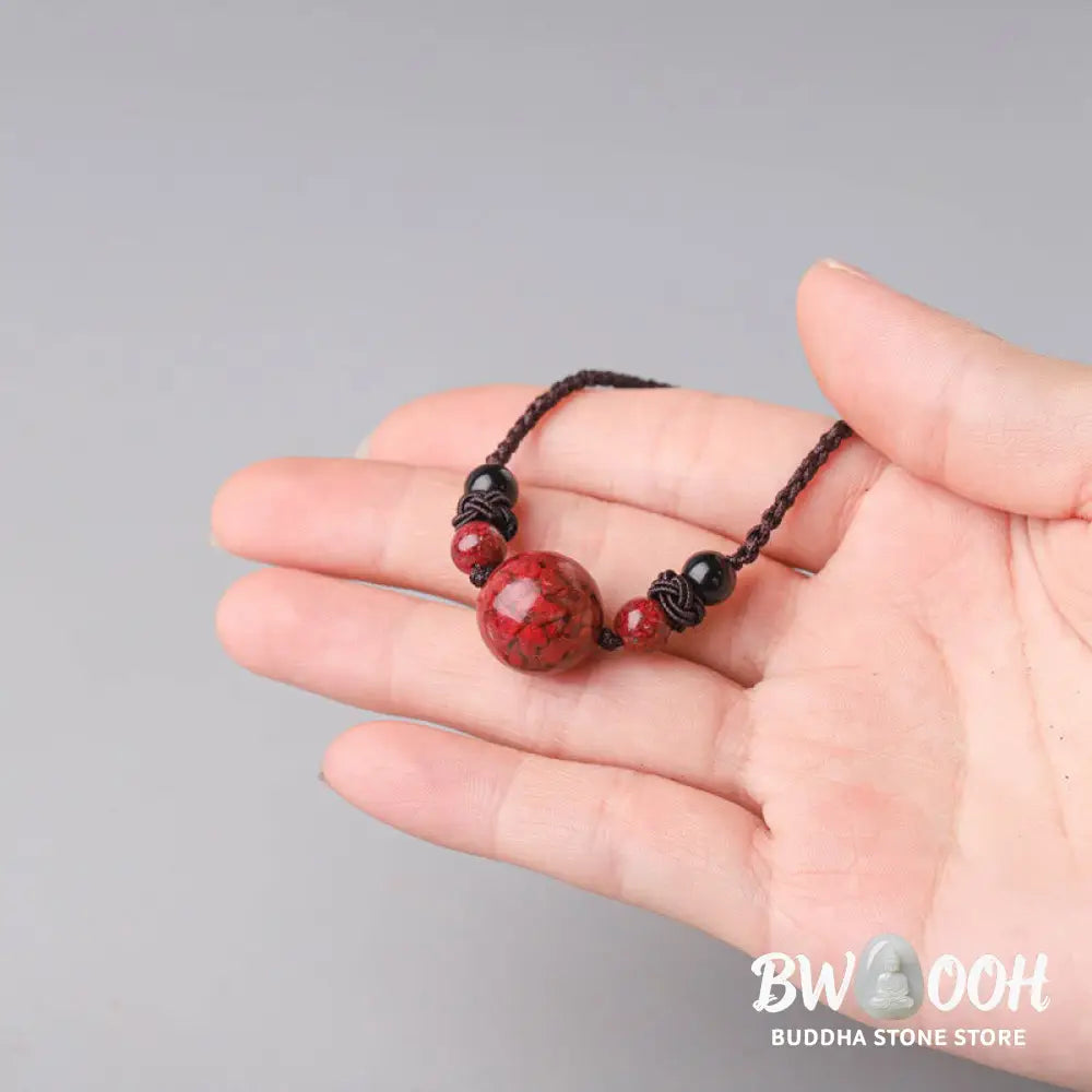 Buddha Stones Natural Cinnabar Stones Bead Blessing Necklace Pendant - BWOOOH - Necklaces &amp; Pendants