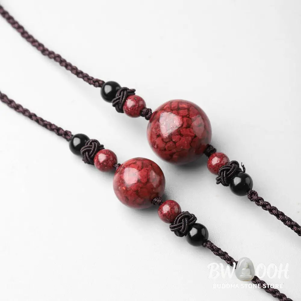 Buddha Stones Natural Cinnabar Stones Bead Blessing Necklace Pendant - BWOOOH - Necklaces &amp; Pendants