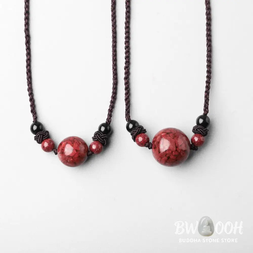Buddha Stones Natural Cinnabar Stones Bead Blessing Necklace Pendant - BWOOOH - Necklaces &amp; Pendants