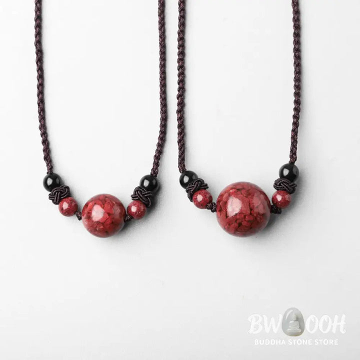 Buddha Stones Natural Cinnabar Stones Bead Blessing Necklace Pendant - BWOOOH - Necklaces &amp; Pendants