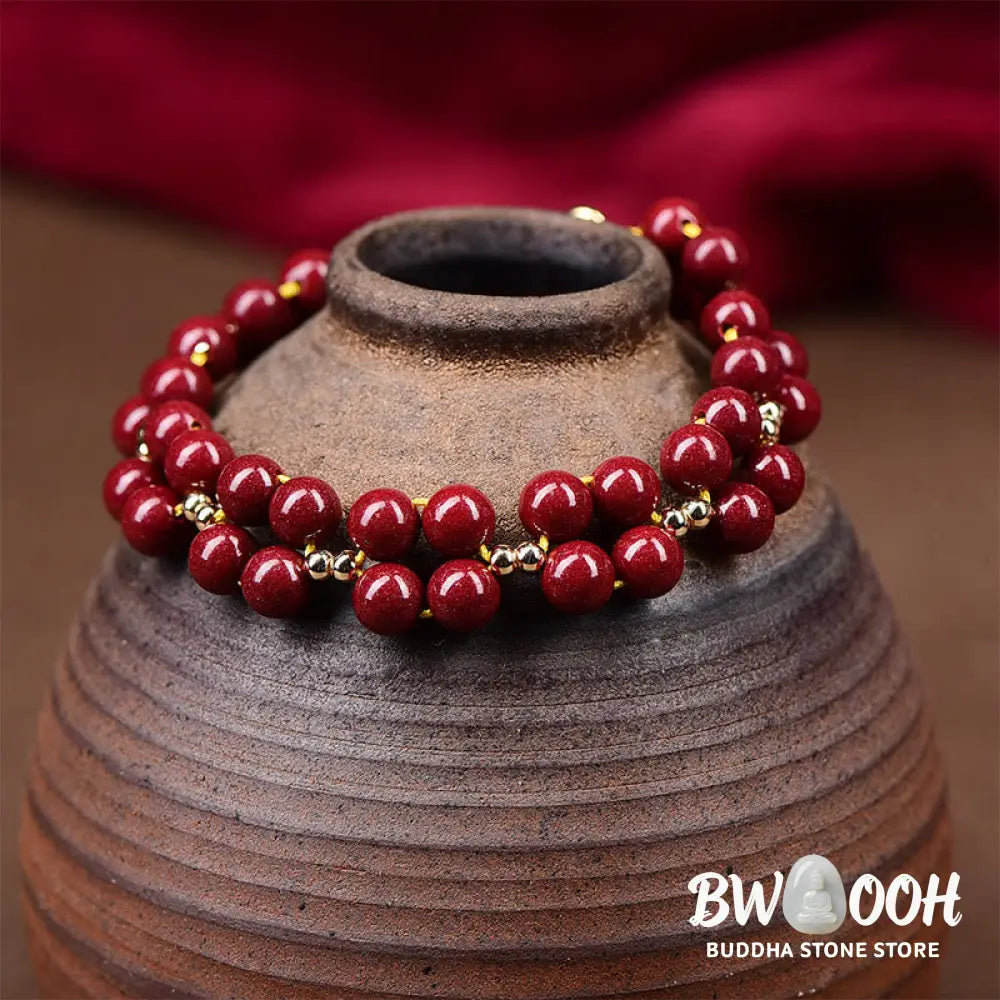 Buddha Stones Natural Cinnabar Beaded Blessing Bracelet - BWOOOH - Bracelet