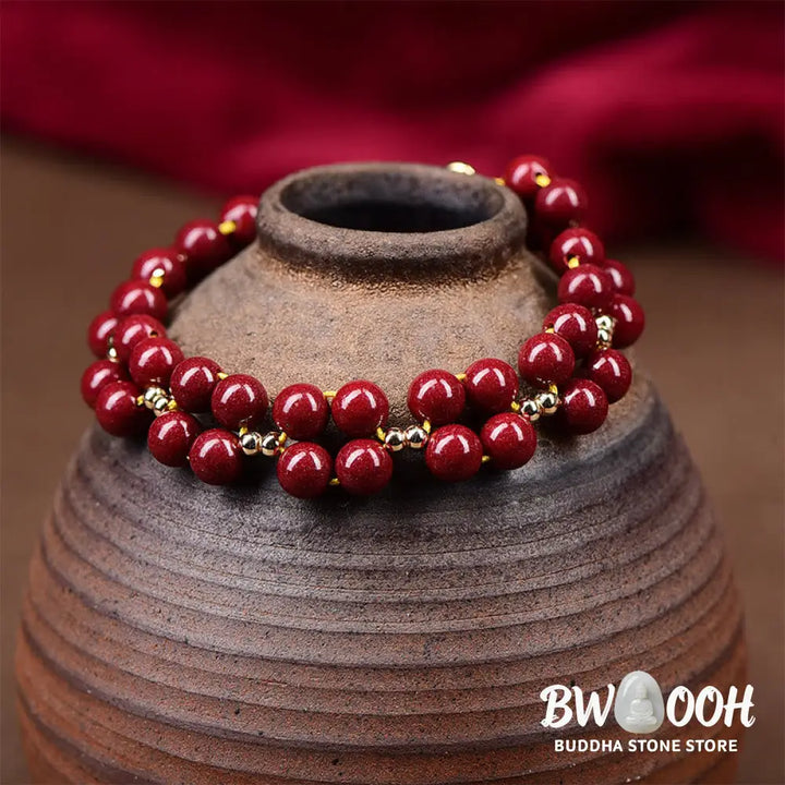Buddha Stones Natural Cinnabar Beaded Blessing Bracelet - BWOOOH - Bracelet