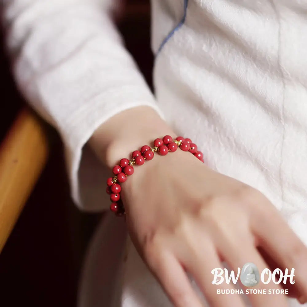 Buddha Stones Natural Cinnabar Beaded Blessing Bracelet - BWOOOH - Bracelet