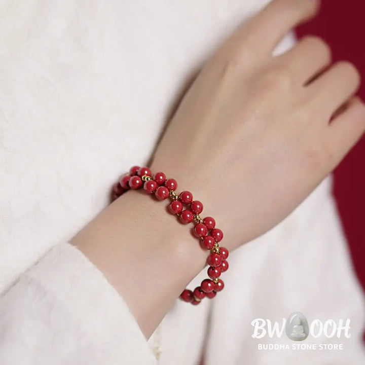 Buddha Stones Natural Cinnabar Beaded Blessing Bracelet - BWOOOH - Bracelet