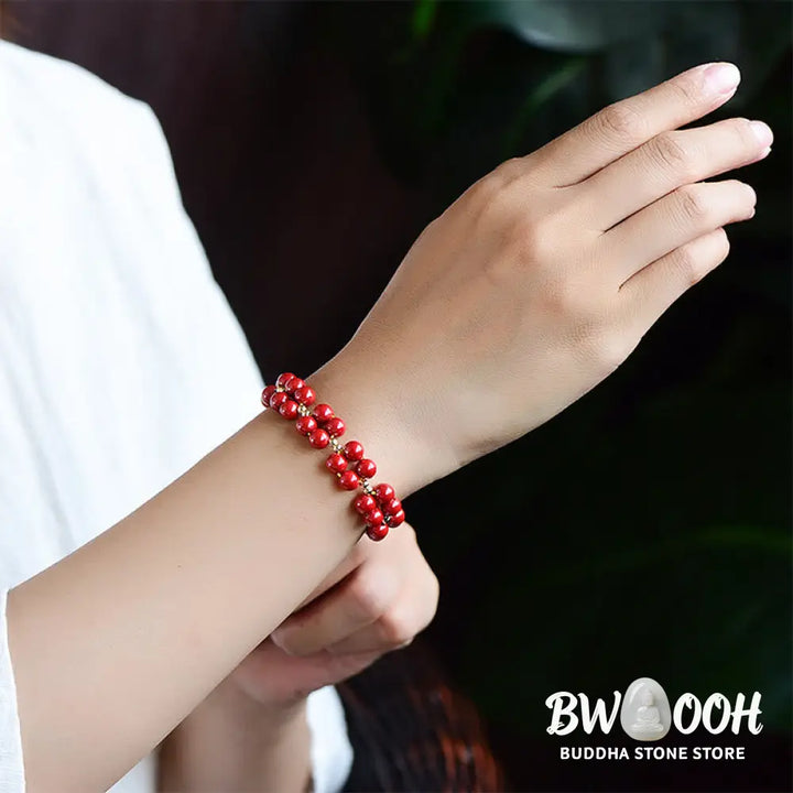 Buddha Stones Natural Cinnabar Beaded Blessing Bracelet - BWOOOH - Bracelet