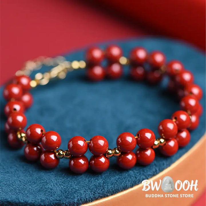 Buddha Stones Natural Cinnabar Beaded Blessing Bracelet - BWOOOH - Bracelet