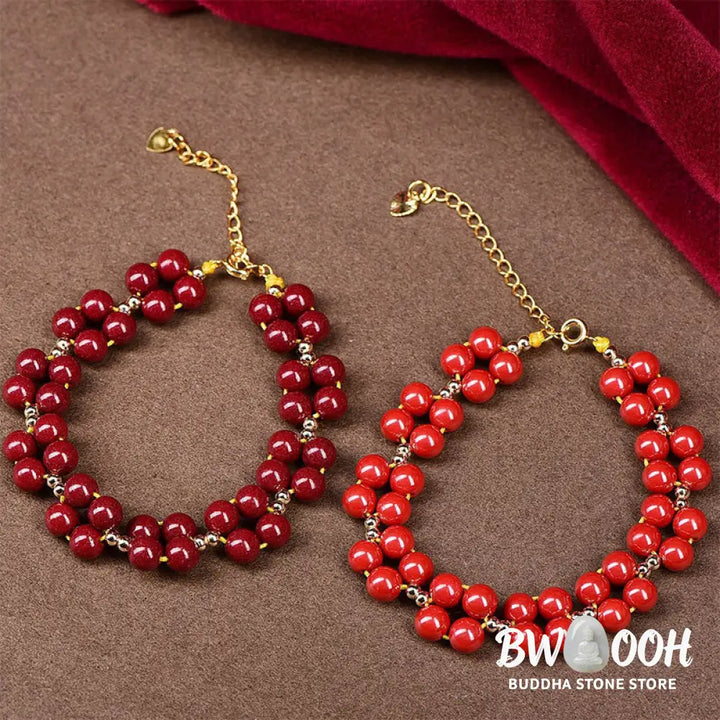 Buddha Stones Natural Cinnabar Beaded Blessing Bracelet - BWOOOH - Bracelet