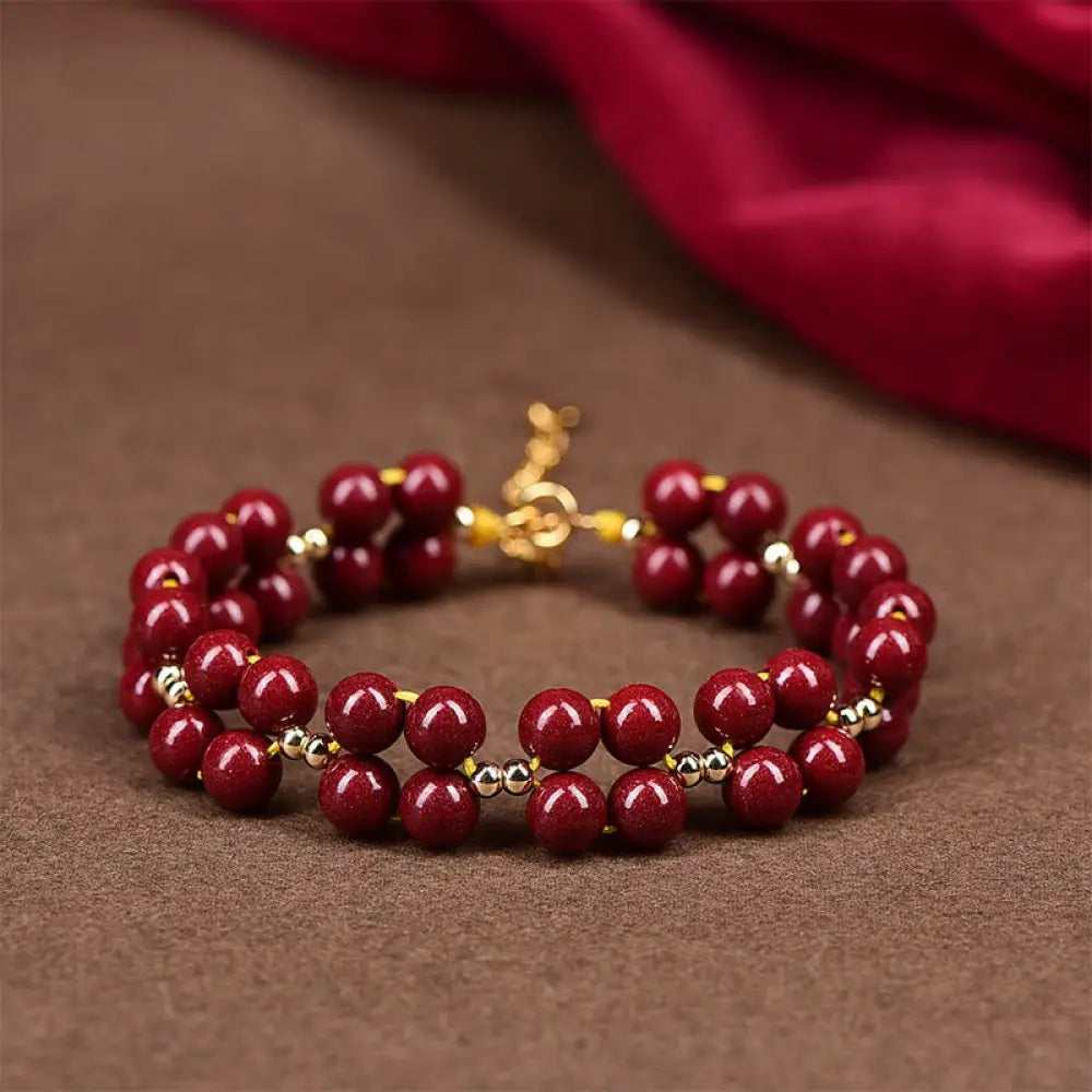 BWOOOH Natural Cinnabar Beaded Blessing Bracelet - BWOOOH - Cinnabar - Bracelet