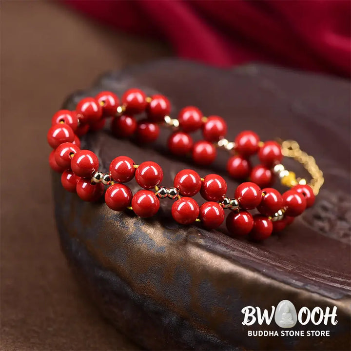 Buddha Stones Natural Cinnabar Beaded Blessing Bracelet - BWOOOH - Bracelet