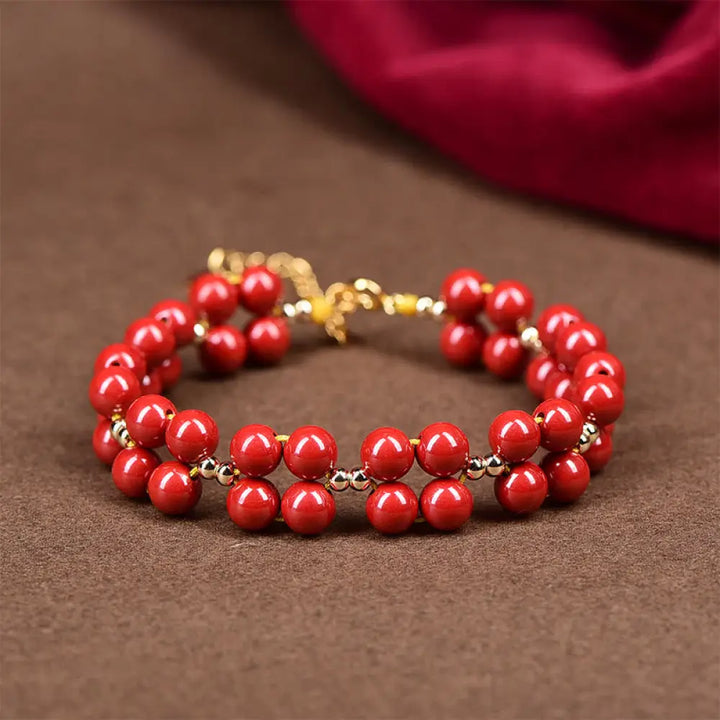 Buddha Stones Natural Cinnabar Beaded Blessing Bracelet - BWOOOH - Red Cinnabar - Bracelet