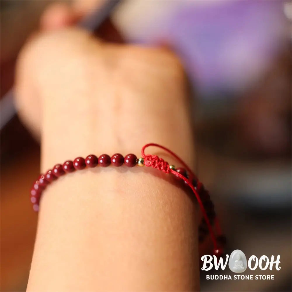 BWOOOH Natural Cinnabar Blessing Red String Braided Bracelet Anklet - Bracelet Anklet