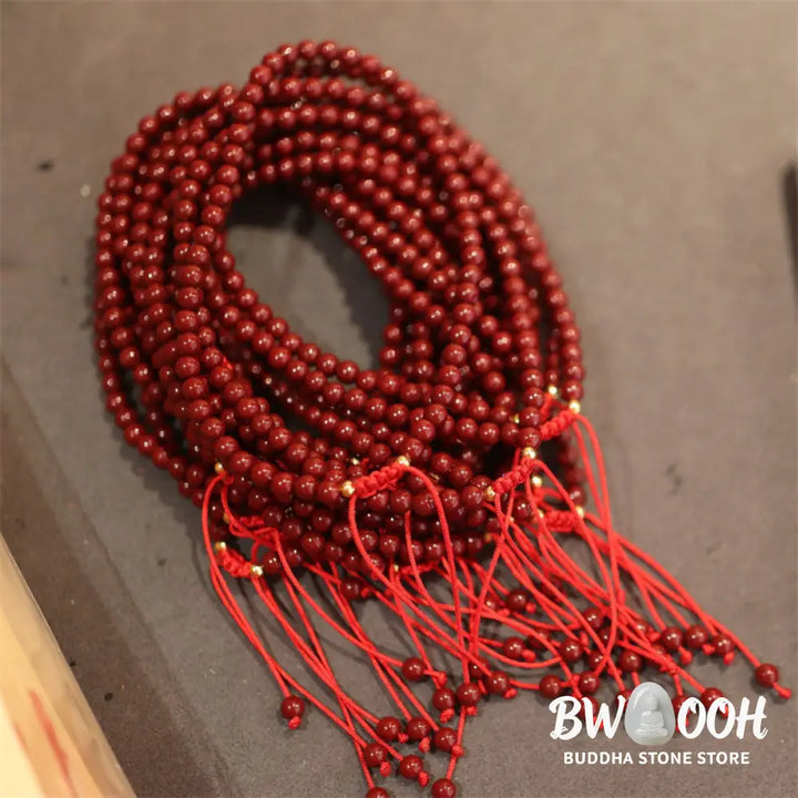 BWOOOH Natural Cinnabar Blessing Red String Braided Bracelet Anklet - Bracelet Anklet