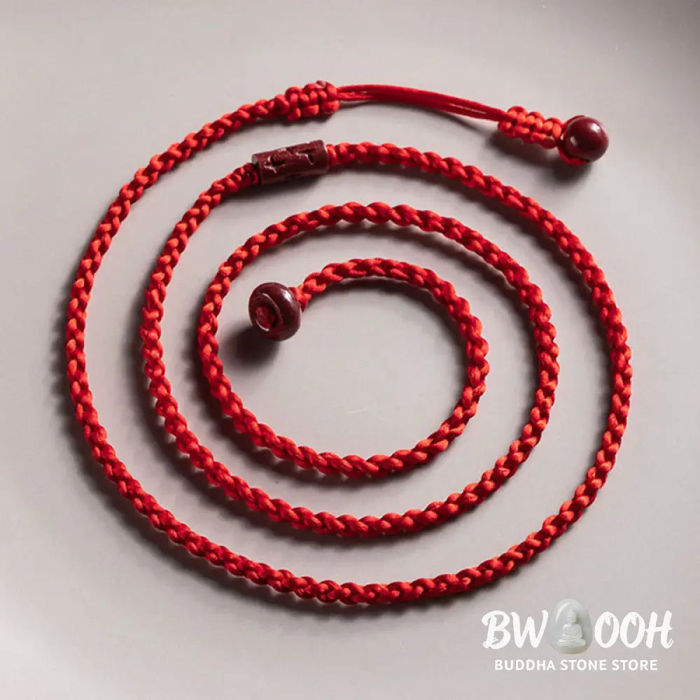 Buddha Stones Natural Cinnabar Calm Blessing Red String Belly Chain - Belly Chain