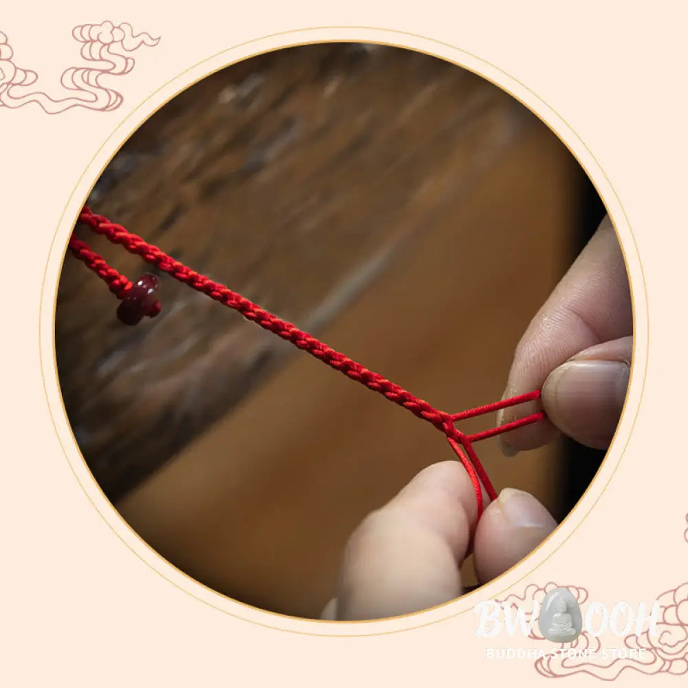 Buddha Stones Natural Cinnabar Calm Blessing Red String Belly Chain - Belly Chain