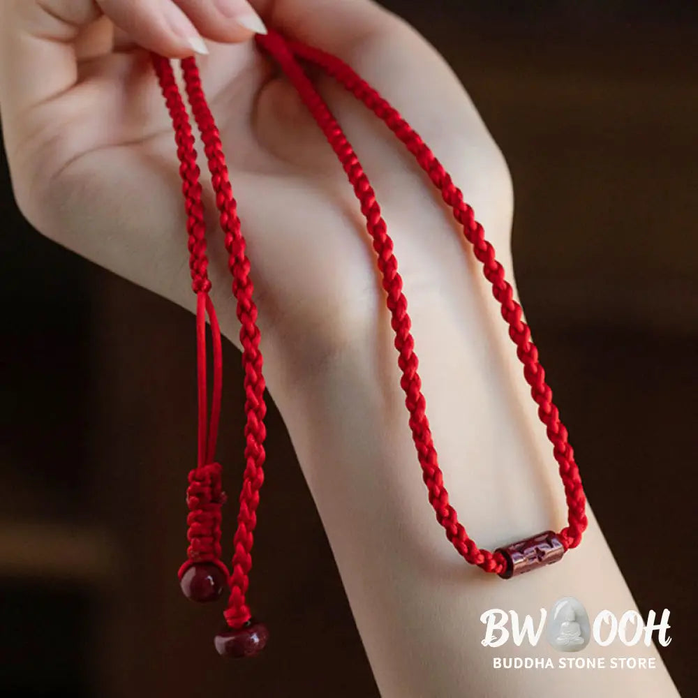 Buddha Stones Natural Cinnabar Calm Blessing Red String Belly Chain - Belly Chain