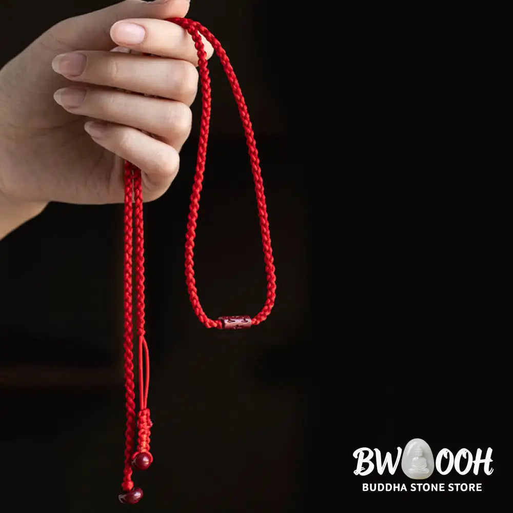 Buddha Stones Natural Cinnabar Calm Blessing Red String Belly Chain - Belly Chain