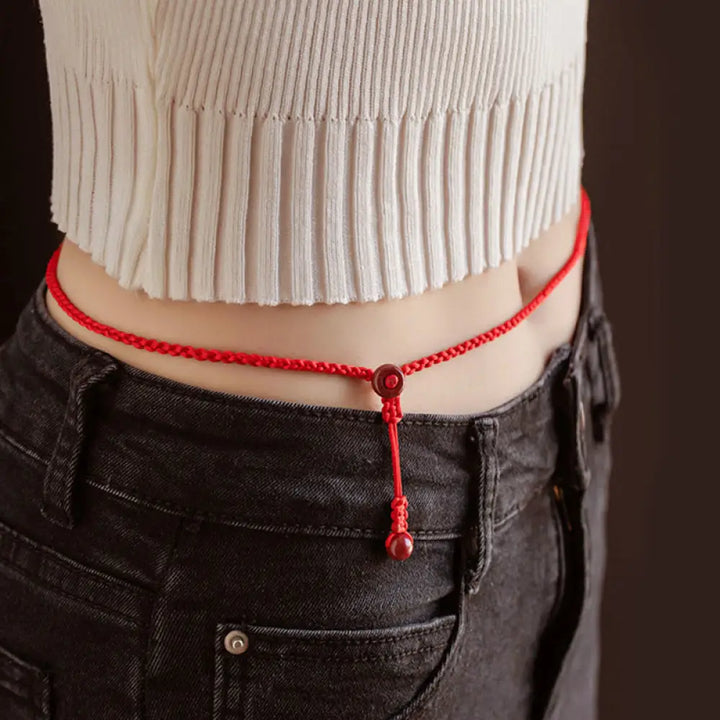 BWOOOH Natural Cinnabar Calm Blessing Red String Belly Ch