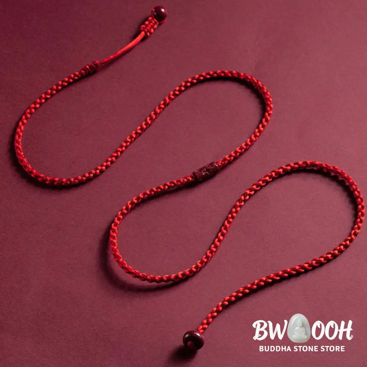 Buddha Stones Natural Cinnabar Calm Blessing Red String Belly Chain - Belly Chain