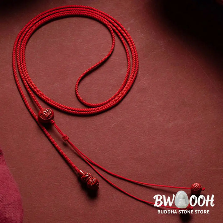 Buddha Stones Natural Cinnabar Chinese Zodiac Gourd Calm Blessing Red String Belly Chain - Belly Chain