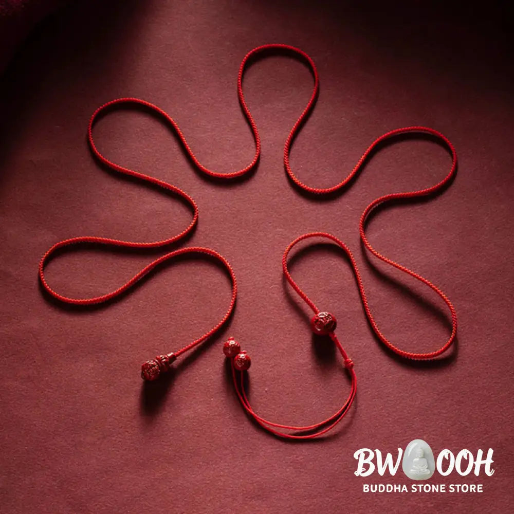 Buddha Stones Natural Cinnabar Chinese Zodiac Gourd Calm Blessing Red String Belly Chain - Belly Chain