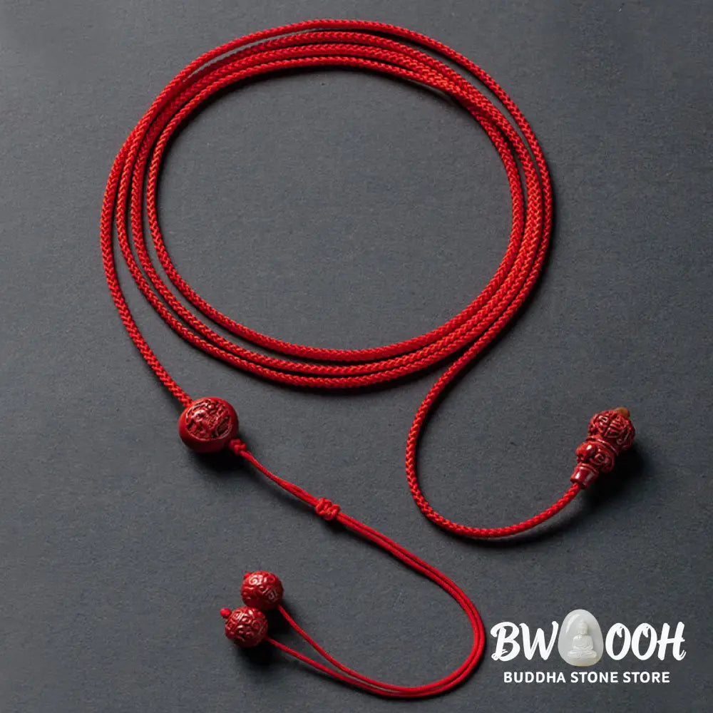 Buddha Stones Natural Cinnabar Chinese Zodiac Gourd Calm Blessing Red String Belly Chain - Belly Chain