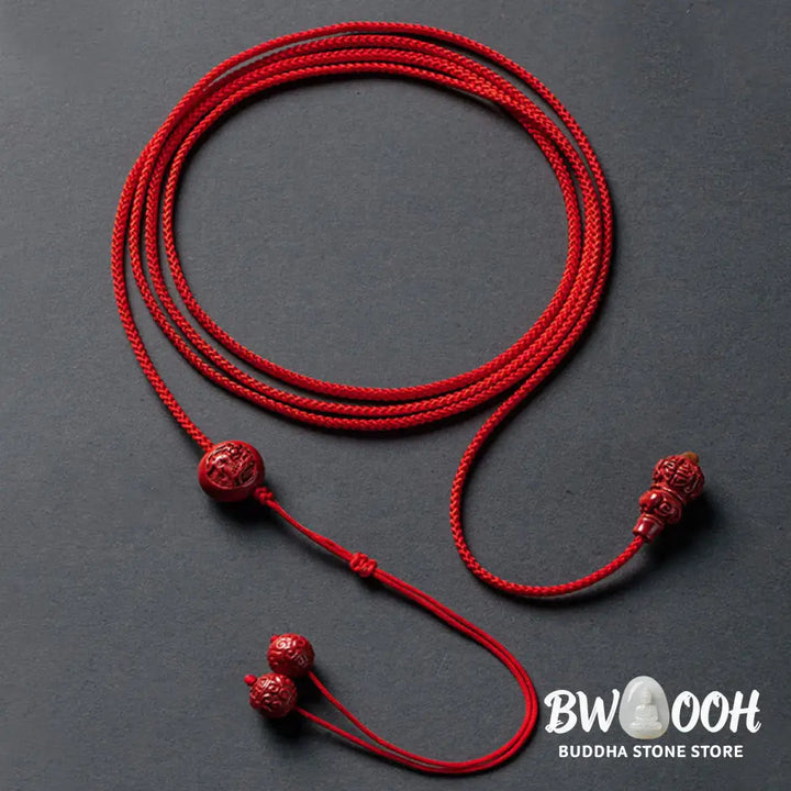 Buddha Stones Natural Cinnabar Chinese Zodiac Gourd Calm Blessing Red String Belly Chain - Belly Chain