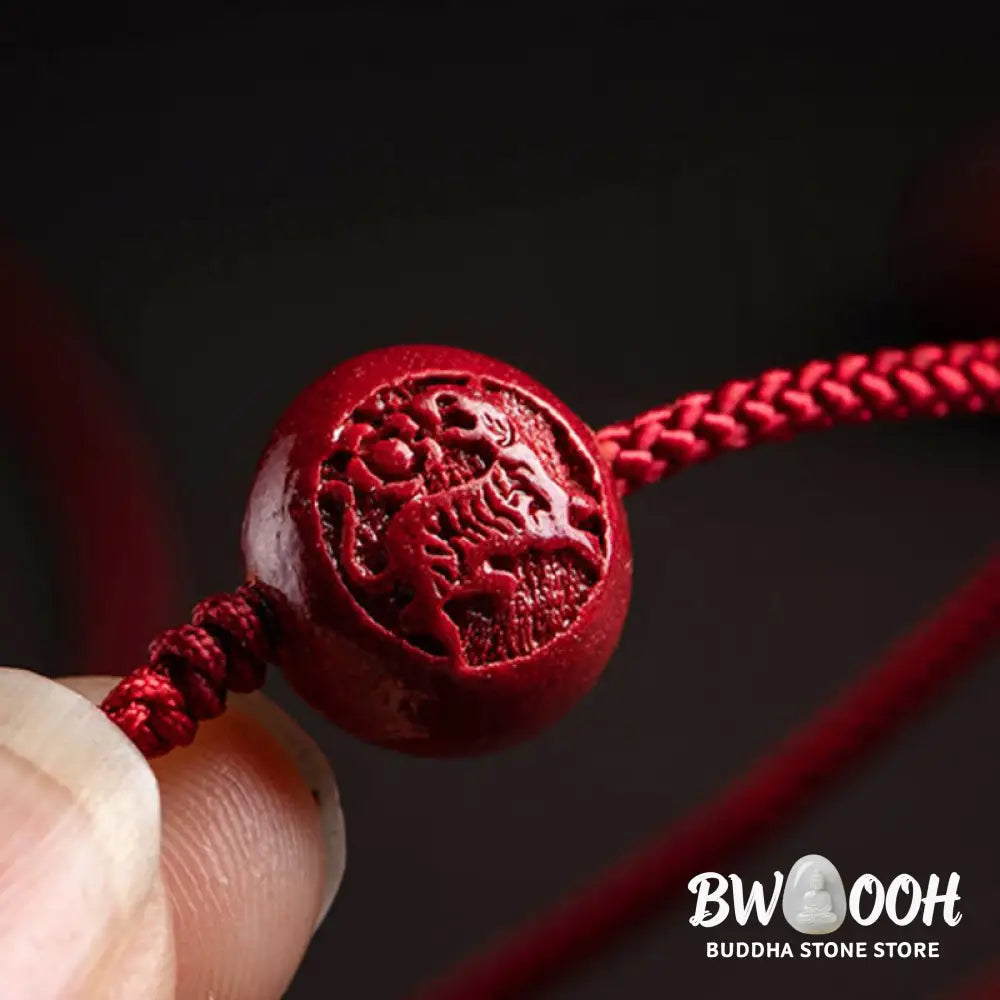 Buddha Stones Natural Cinnabar Chinese Zodiac Gourd Calm Blessing Red String Belly Chain - Belly Chain