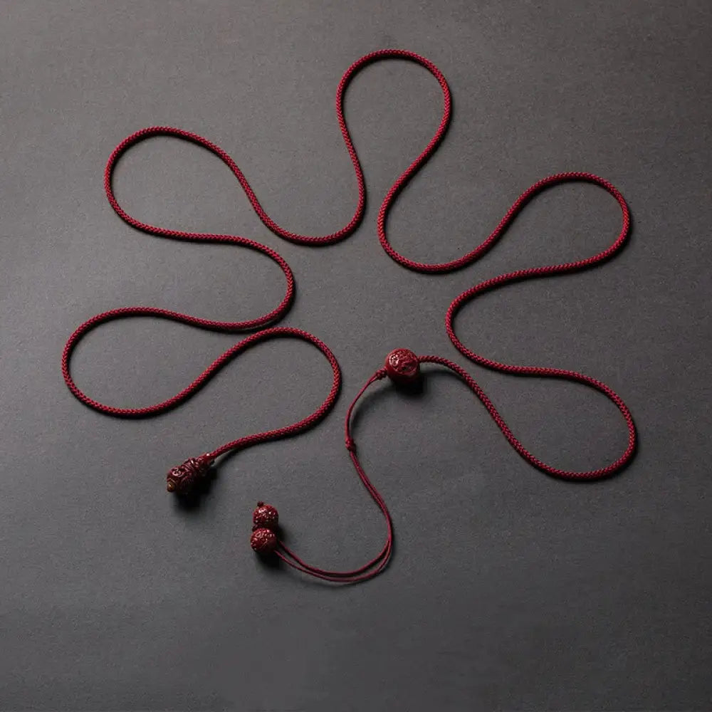 Buddha Stones Natural Cinnabar Chinese Zodiac Gourd Calm Blessing Red String Belly Chain - Common Cinnabar Rat - Belly