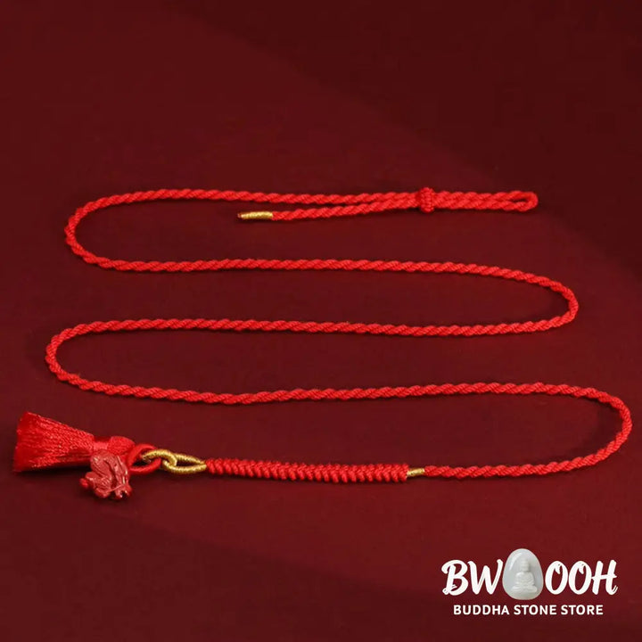 Buddha Stones Natural Cinnabar Dragon Blessing Red String Belly Chain - Belly Chain