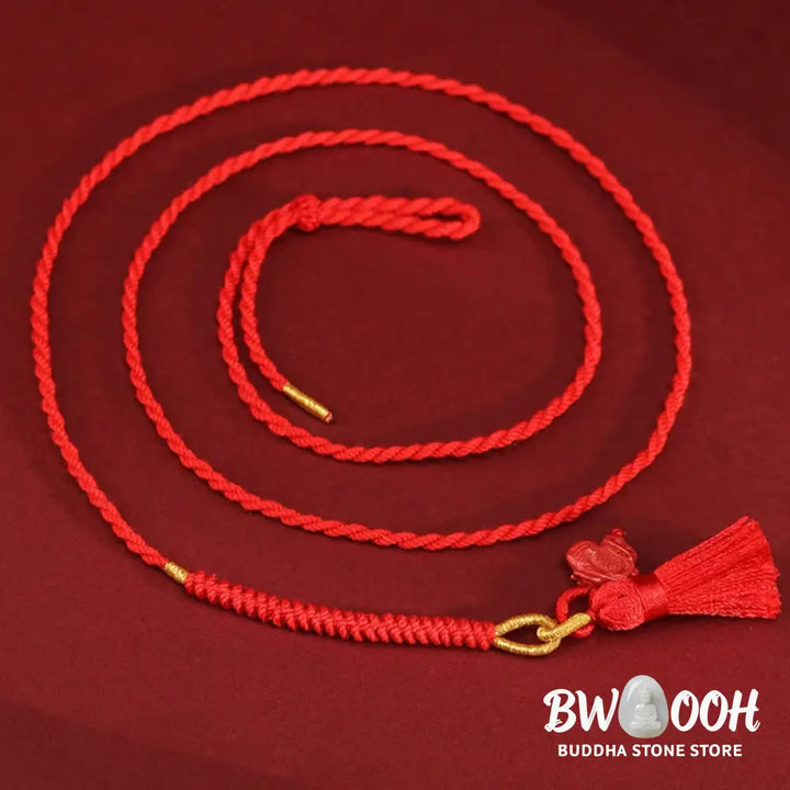 Buddha Stones Natural Cinnabar Dragon Blessing Red String Belly Chain - Belly Chain