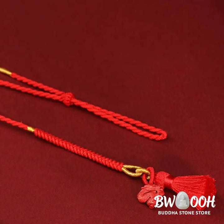 Buddha Stones Natural Cinnabar Dragon Blessing Red String Belly Chain - Belly Chain