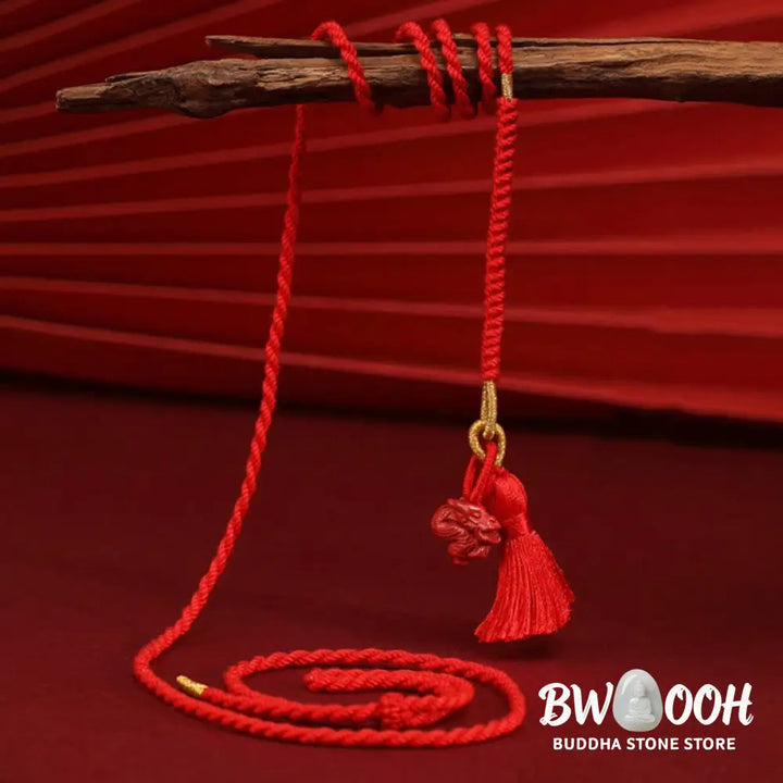 Buddha Stones Natural Cinnabar Dragon Blessing Red String Belly Chain - Belly Chain