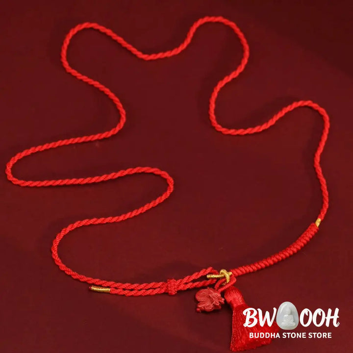 Buddha Stones Natural Cinnabar Dragon Blessing Red String Belly Chain - Belly Chain