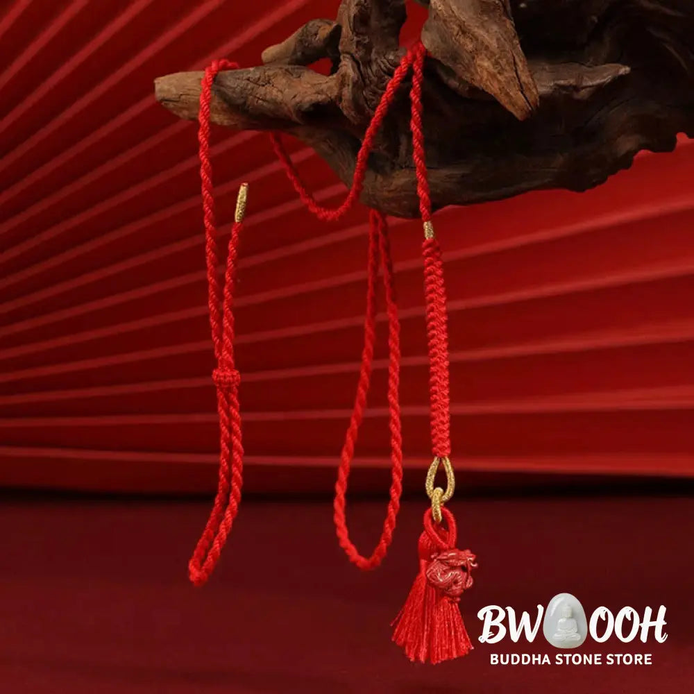 Buddha Stones Natural Cinnabar Dragon Blessing Red String Belly Chain - Belly Chain