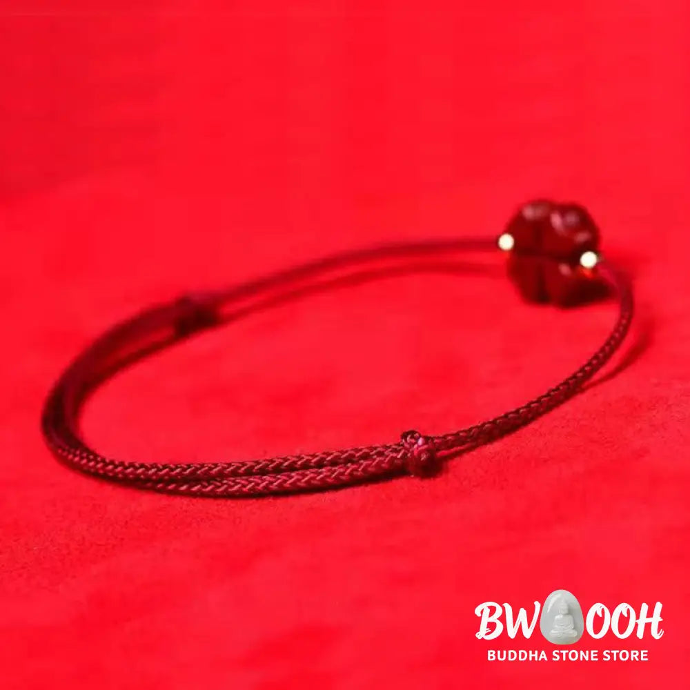 Buddha Stones Natural Cinnabar Four Leaf Clover Blessing Red String Bracelet Anklet - BWOOOH - Bracelet