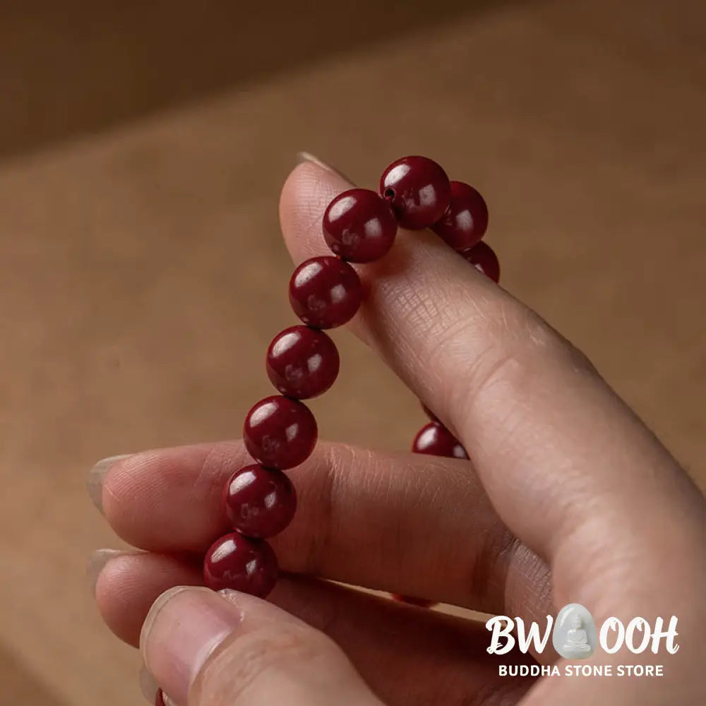 Buddha Stones Natural Cinnabar Heart Sutra Blessing Bracelet - BWOOOH - Bracelet