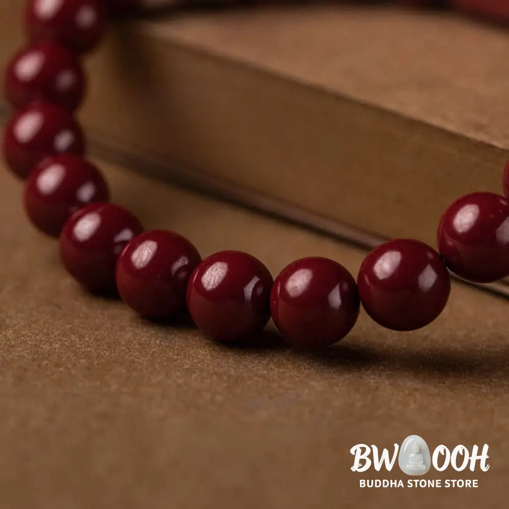 Buddha Stones Natural Cinnabar Heart Sutra Blessing Bracelet - BWOOOH - Bracelet