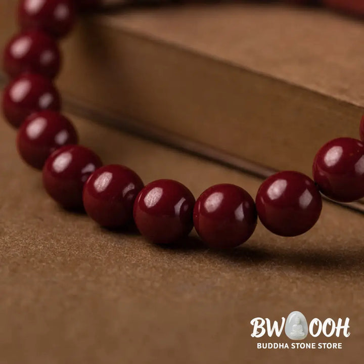 Buddha Stones Natural Cinnabar Heart Sutra Blessing Bracelet - BWOOOH - Bracelet