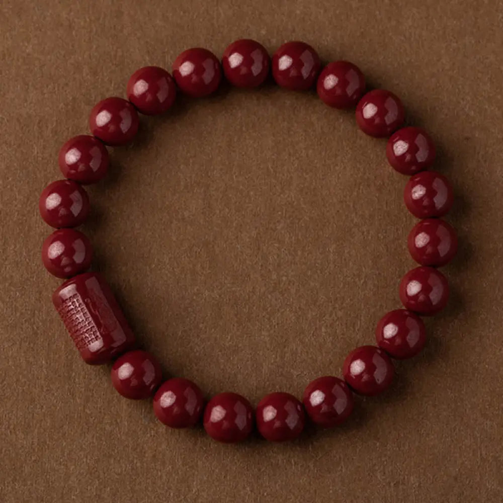 BWOOOH Natural Cinnabar Heart Sutra Blessing Bracelet - BWOOOH - 6mm Cinnabar Bracelet(Wrist Circumference: