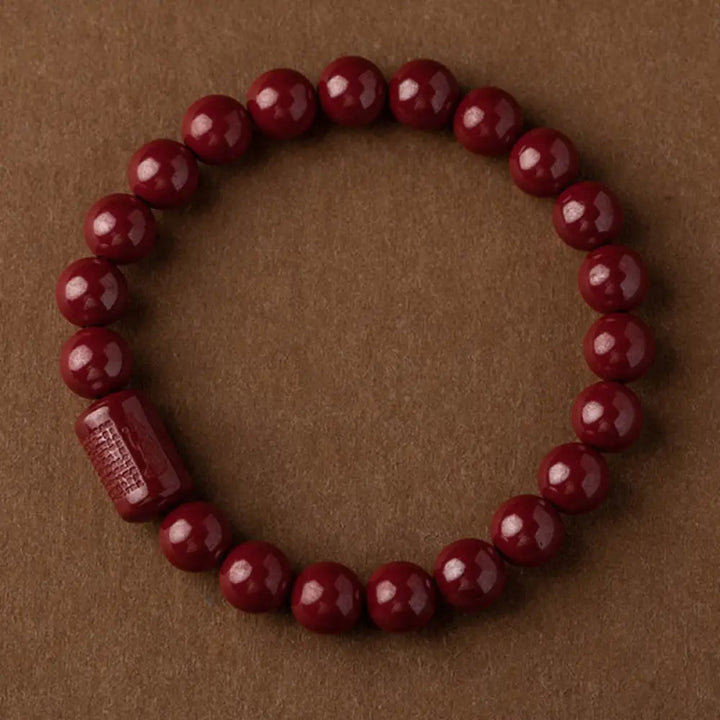 BWOOOH Natural Cinnabar Heart Sutra Blessing Bracelet - BWOOOH - 6mm Cinnabar Bracelet(Wrist Circumference: